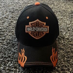 NWOT Harley-Davidson Black Cap with Orange Flames (OS)